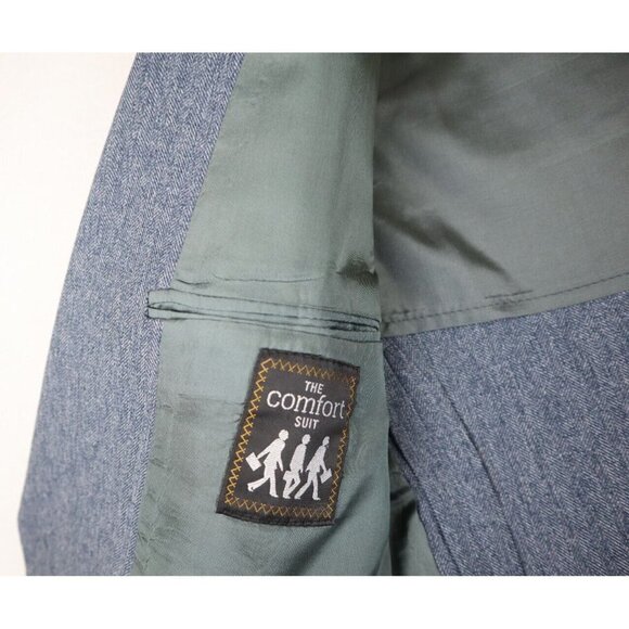 THE COMFORT SUIT - VINTAGE MEN'S BLUE SPORT COAT BLAZER JACKET - SIZE 42R - Picture 8 of 11